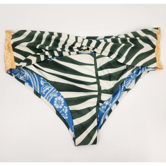 Agua Bendita Lana Bikini Bottom Size 2XL in Green Striped NWT - Picture 2 of 5